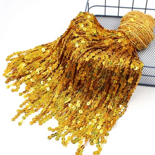 2 Yards 30 cm Nähfransen Pailletten Quaste Spitze für Hochzeitsfeier Latein Tanzbar Kleid DIY Paillettenband Besätze Zubehör-Gold-2 Yards von ZEYRU