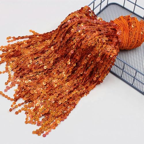 2 Yards 30 cm Nähfransen Pailletten Quaste Spitze für Hochzeitsfeier Latein Tanzbar Kleid DIY Paillettenband Besätze Zubehör-Orange-2 Yards von ZEYRU