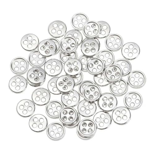 20 Stück 6 mm handgefertigtes Puppenzubehör DIY Puppenkleidung Minischnallen runde Metallknöpfe für Puppenkleidung handgefertigtes Zubehör-Silber von ZEYRU