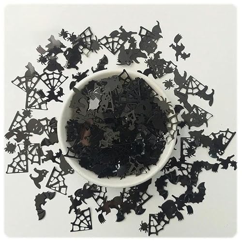 20 g gemischte Pailletten, Halloween-, Fledermaus, Hexe, Geist, Konfetti, Pailletten zum Basteln, DIY, Festival-Dekoration, Nagelkunst-Zubehör, schwarz von ZEYRU