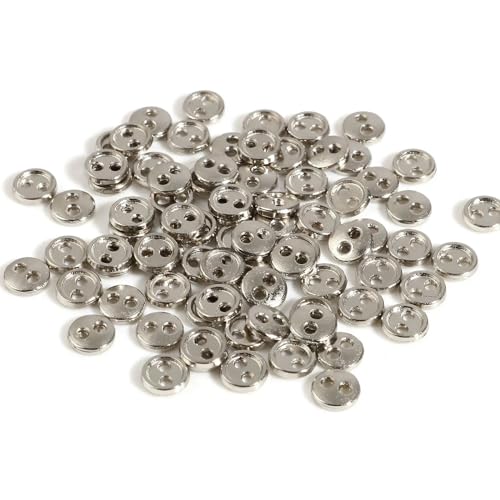 3/4/5 mm Mini-Metallknöpfe für selbstgemachte Puppenkleidung, runde Schnallen, 2 Löcher, handgefertigte Kartenherstellung, Scrapbooking-Knöpfe zum Nähen, 50 Stück, 3–3,0 mm Durchmesser von ZEYRU