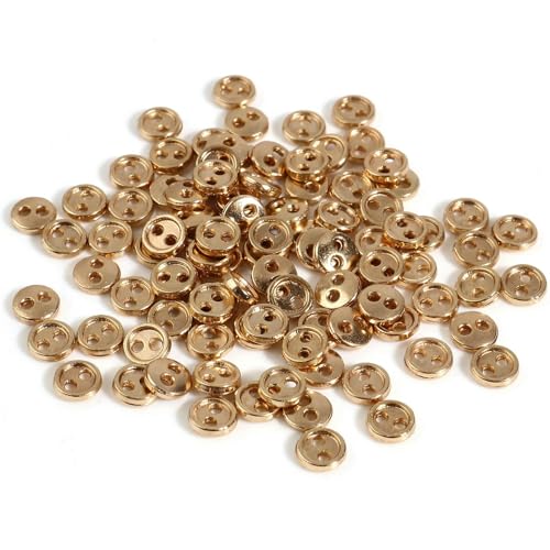 3/4/5 mm Mini-Metallknöpfe für selbstgemachte Puppenkleidung, runde Schnallen, 2 Löcher, handgefertigte Kartenherstellung, Scrapbooking-Knöpfe zum Nähen, 50 Stück, 4–3,0 mm Durchmesser von ZEYRU