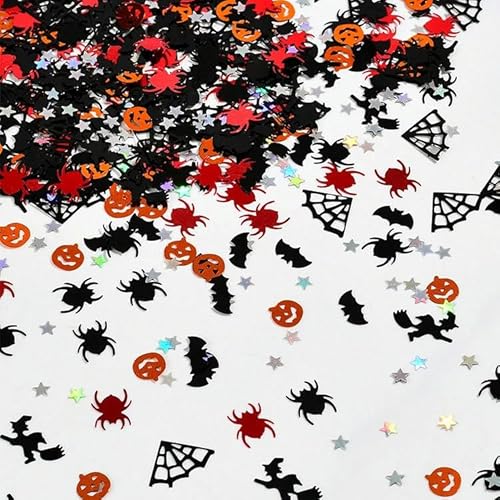 30 g (600 Stück) Konfetti-Pailletten für Halloween-Partys, Kürbisse, Katzen, Geister, Hexenhüte und Fledermäuse, festliche Dekorationen-B-30 g von ZEYRU