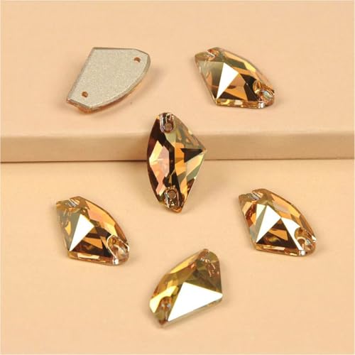 3256 Galactic Strass-Applikation zum Aufnähen mit flacher Rückseite, Glassteine zum Basteln, Metallic Sunshine, 12 x 19 mm, 48 Stück von ZEYRU