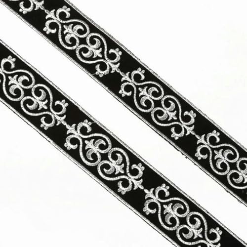 4 Meter/Los Breite 2/2,5/3/5 cm Gold Silber Ethnisch Besticktes Spitzenbesatz Jacquardband für Bekleidungszubehör DIY Basteln-Silber 5 cm_a von ZEYRU