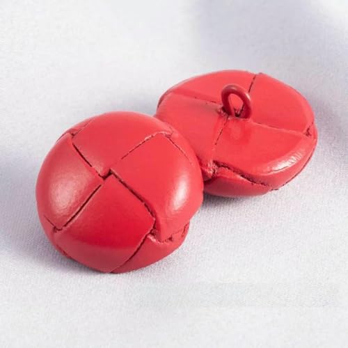 4 Stück 18/23/25 mm farbiger Lederknopf Mantel Windbreaker Retroknöpfe gewebte dekorative Knopf Accessoires B009-rot-25 mm 4 Stück von ZEYRU