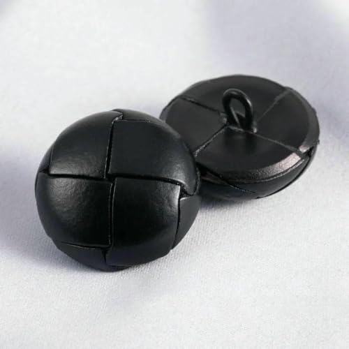 4 Stück 18/23/25 mm farbiger Lederknopf Mantel Windbreaker Retroknöpfe gewebte dekorative Knopf Accessoires B009-schwarz-18 mm 4 Stück von ZEYRU