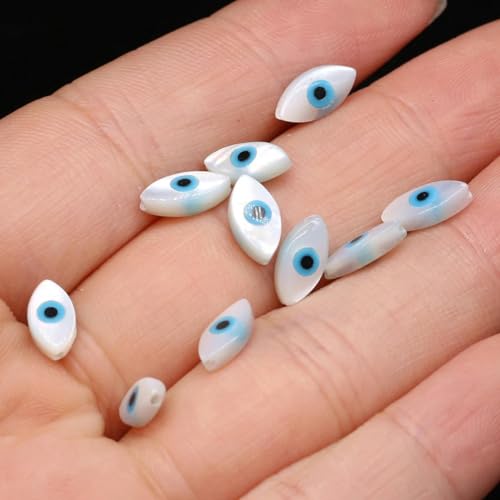 4 Stück natürliche Muschel blau griechische Perlmutt Perlen Charms für DIY Schmuckherstellung Halskette Armband Zubehör-5x10mm von ZEYRU