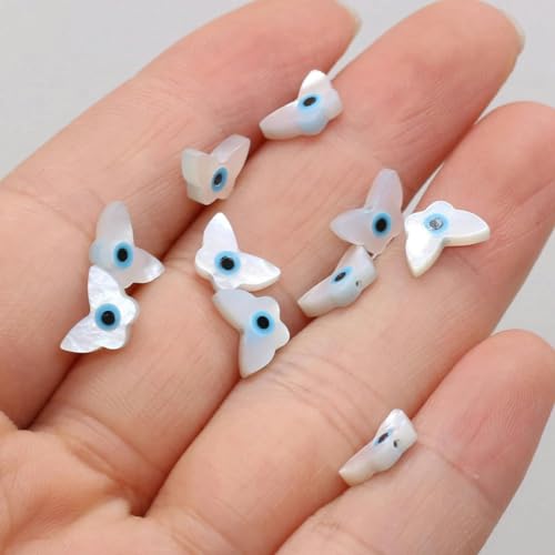 4 Stück natürliche Muschel blau griechische Perlmutt Perlen Charms für DIY Schmuckherstellung Halskette Armband Zubehör-6x9mm von ZEYRU