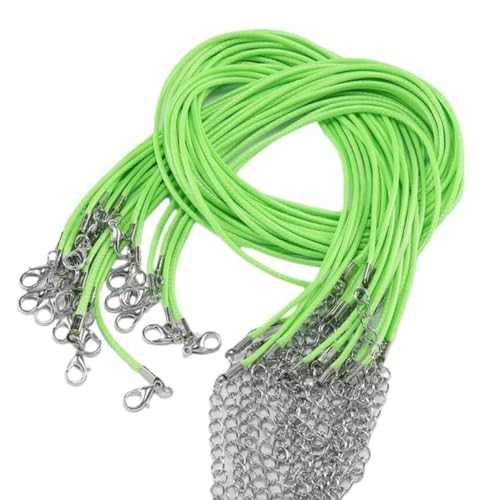 45 cm geflochtenes verstellbares Lederseil Wachsschnur DIY handgefertigte Halskette Anhängerschnur-grasgrün von ZEYRU