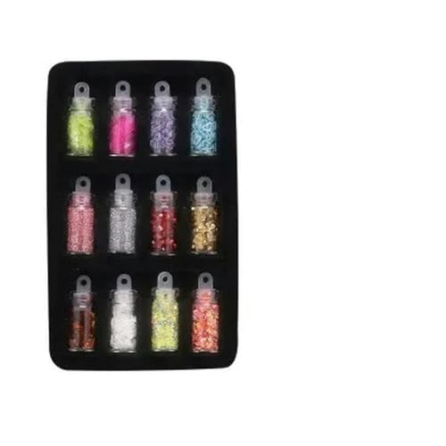 48 Flaschen Nail Art Strasssteine Pailletten Perlen Glitzerspitzen Nail Art Werkzeug Gemischte Designaufkleber Hängende Dekoration-3 von ZEYRU