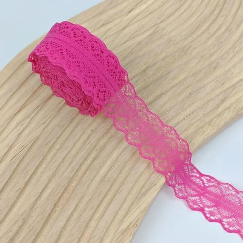 5 10 Yards/Rolle, 27 mm, gestrickter Spitzenstoff, nicht elastisches Polyester-Spitzenband, handgefertigt, Patchwork, DIY-Nähzubehör zum Basteln, Hot Pink, breit 27 mm, 5 Yards von ZEYRU