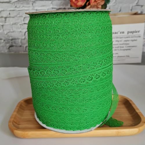 5 10 Yards/Rolle, 27 mm, gestrickter Spitzenstoff, nicht elastisches Polyester-Spitzenband, handgefertigt, Patchwork, DIY-Nähzubehör zum Basteln, dunkelgrün, breit 27 mm, 5 Yards von ZEYRU