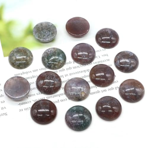 5 Stück/Los Naturstein-Cabochon, runde Edelsteinperlen, 6 8 10 12 14 16 18 20 25 mm, Cab Cameo, DIY-Ring, Halskette, Schmuckherstellung, Achat, 25 mm von ZEYRU