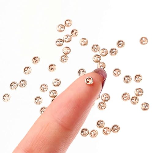 50 Stück/Lot 3/4/5/6 mm handgefertigte Mini-Metallknöpfe DIY Puppenkleidung Nähen runde Knöpfe DIY Puppenkleidung Zubehör-Gold-4,0 mm von ZEYRU