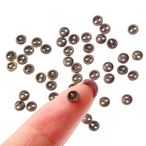 50 Stück/Lot 3/4/5/6 mm handgefertigte Mini-Metallknöpfe DIY Puppenkleidung Nähen runde Knöpfe DIY Puppenkleidung Zubehör-braun-4,0 mm von ZEYRU