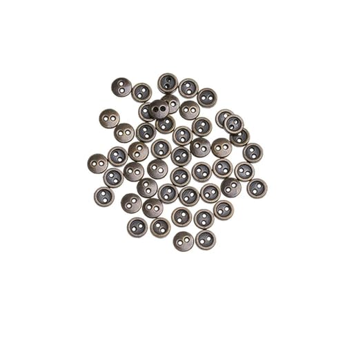 50 Stück 3,0 mm/4,0 mm handgefertigte Mini-Metallknöpfe zum Selbermachen, Puppenkleidung, Nähen, runde 2-Loch-Flatback-Knöpfe, Scrapbooking-Zubehör-braun-3,0 mm von ZEYRU