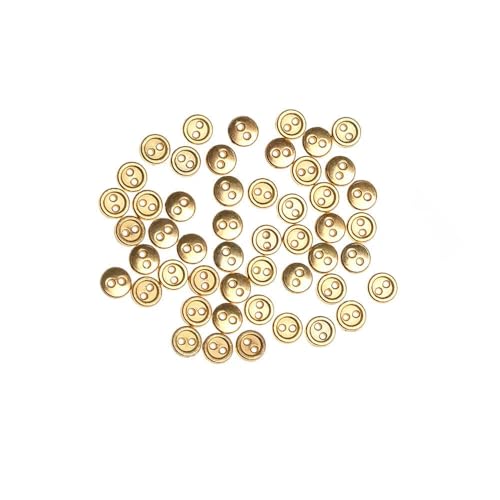 50 Stück 3/4/5/6 mm Mini-Metallknöpfe für DIY-Puppenkleidung, süße, ultrakleine, runde Schnallen, handgefertigtes Nähzubehör für Puppenkleidung, Gold, 5 mm von ZEYRU