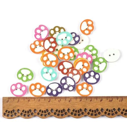 50 Stück natürliche Holzknöpfe mit 2 Löchern, Schmetterlingsblumen, Scrapbooking, Basteln, Nähzubehör, Dekorationen, Pfote, 15 mm 50 Stück natürliche Holzknöpfe mit 2 Löchern, Schmetterlingsblumen, Scrapbooking, Basteln, Nähzubehör, Dekorationen, Pfote, 15 mm von ZEYRU