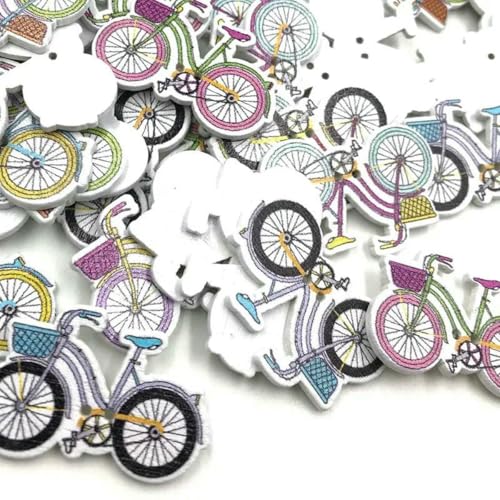 50 Stück natürliche Holzknöpfe mit 2 Löchern, Schmetterlingsblumen, Scrapbooking, DIY-Bastelarbeiten, Nähzubehör, Dekorationen, 32 x 21 mm, Fahrrad 50 Stück natürliche Holzknöpfe mit 2 Löchern, Schmetterlingsblumen, Scrapbooking, DIY-Bastelarbeiten, Nähzubehör, Dekorationen, 32 x 21 mm, Fahrrad von ZEYRU