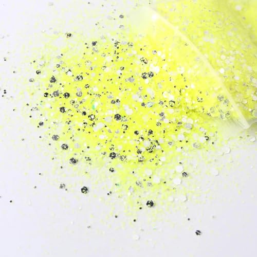 50g 3D-J05 gelb 50g Silber Nagel Glitter Holographische Pigment Pulver Hexagon Pailletten Nagel Kunst Dekorationen von ZEYRU