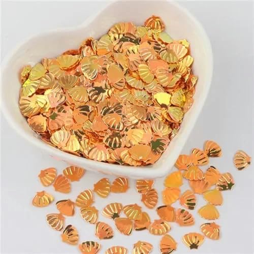 7 mm Muschel-Pailletten-Mix, PVC-Glitzer-Pailletten, lose Pailletten, bunt, DIY-Schmuckherstellung, Nageldekoration, Ab Orange Gold, 490 g von ZEYRU