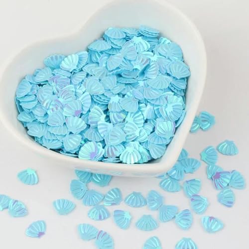 7 mm Muschel-Pailletten-Mix, PVC-Glitzer-Pailletten, lose Pailletten, bunt, DIY-Schmuckherstellung, Nageldekoration, ab blau, 490 g von ZEYRU