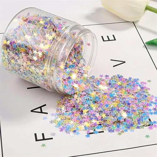 75g-80g-4,0mm Stern Gemischt Fünf Farben Lose Pailletten Box Nail art Hochzeit Dekoration Material Konfetti von ZEYRU