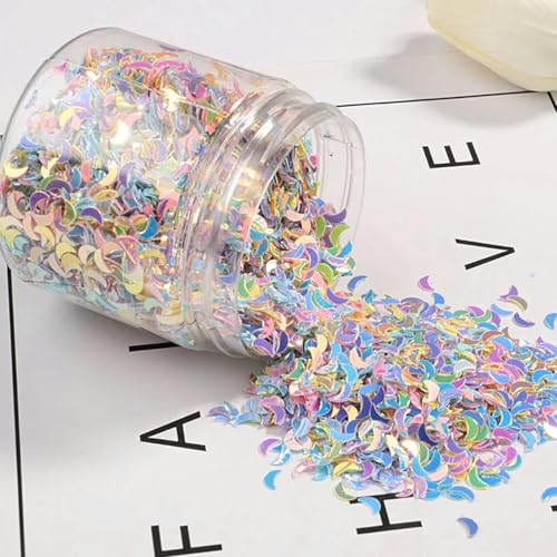 75g-80g-6mm Mond Gemischt Fünf Farben Lose Pailletten Box Nail art Hochzeit Dekoration Material Konfetti von ZEYRU