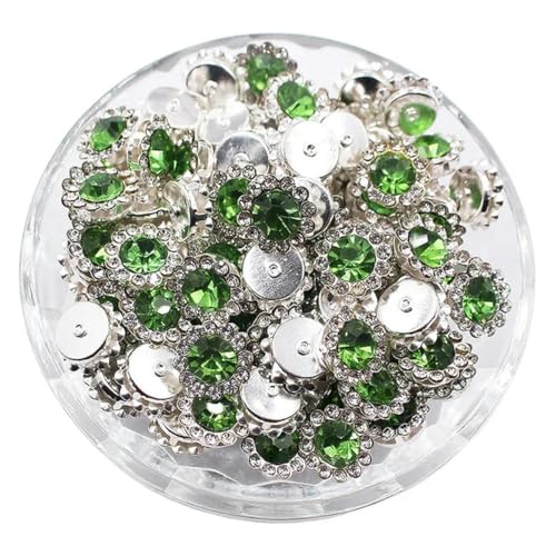 8–12 mm Krallen-Strasssteine, Perlensteine zum Aufnähen, Kristalle, Glasperlen, Silber, Nähzubehör, Bastel-Edelsteine, S-Peridot, 10 mm, 30 Stück von ZEYRU