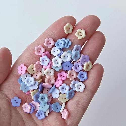 8 mm Mini-Knöpfe, bunte Blumen-Puppenkleidung, Kunstharzknöpfe für DIY-Hemden, Pullover, Nähzubehör, Bastelbedarf, 21 Dunkelgrün, 100 Stück von ZEYRU