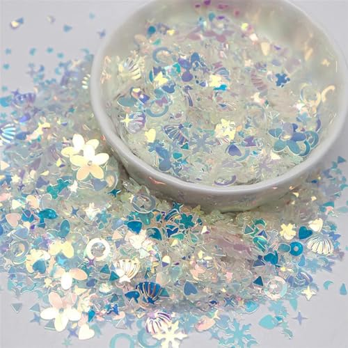 80 g 160 g transparente blaue Kristallgold-Pailletten 3–10 mm Sternherz-Pailletten in mehreren Formen DIY-Nageldekoration Bastelzubehör-14 Mischung-80 g von ZEYRU