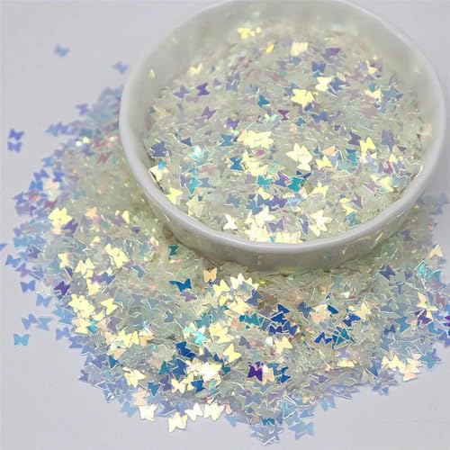 80 g 160 g transparente blaue Kristallgold-Pailletten 3–10 mm Sternherz-Pailletten in mehreren Formen zum Selbermachen, Nagelkunst, Dekoration, Bastelzubehör-11 Schmetterling 3,0 mm- von ZEYRU