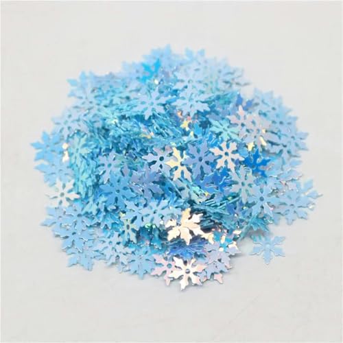 9 mm Schneeflocken-Pailletten, Weihnachts-Schnee-Pailletten, lose Blumen-Pailletten, Glitzer-Pailletten zum Nähen, für Hochzeiten, Basteln, Heimdekoration, Blaugold, 10 g von ZEYRU