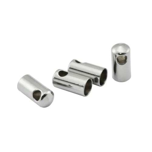 Edelstahl 1mm/2mm/3mm/4mm/5/6/7mmMetall-Quetschperlen Lederkordel-Endkappen Verbinder für die Herstellung von Schmuckarmbändern - Dunkelsilber - 4mm- 10 STK von ZEYRU