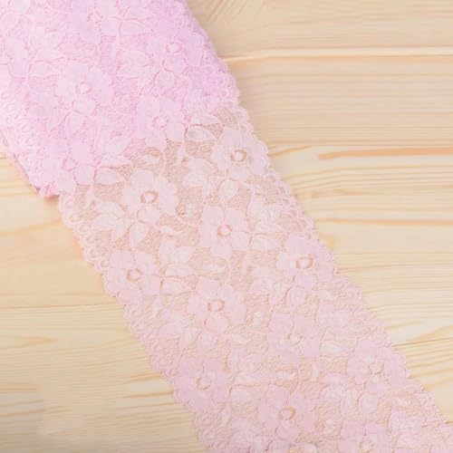 Elastisches Spitzenband, 16 cm, Spitzenbesatz, bestickter weißer Spitzenbesatz, DIY-Bastelarbeiten, Nähmaterial, Kleidungszubehör, Rosa, 1 Meter Länge von ZEYRU