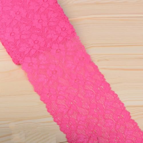 Elastisches Spitzenband, 16 cm, Spitzenbesatz, bestickter weißer Spitzenbesatz, DIY-Bastelarbeiten, Nähmaterial, Kleidungszubehör, Rosarot, 1 Meter Länge von ZEYRU