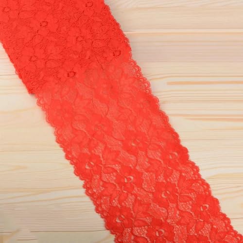 Elastisches Spitzenband, 16 cm, Spitzenbesatz, bestickter weißer Spitzenbesatz, DIY-Bastelarbeiten, Nähmaterial, Kleidungszubehör, rot, 1 Meter Länge von ZEYRU