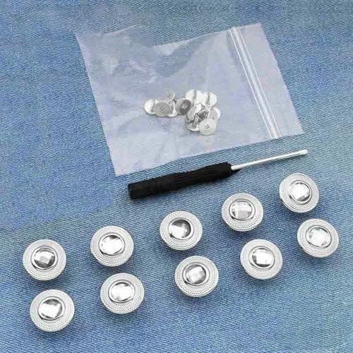 Ersatzknöpfe für Jeans, 17 mm, ohne Nähen, Reparaturset für Metallknöpfe, ohne Nägel, abnehmbares Jeansknopf-Set, Nähzubehör, Stil 19, 10 Stück von ZEYRU