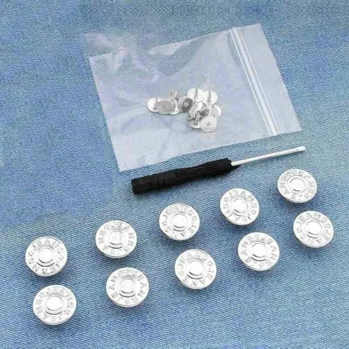 Ersatzknöpfe für Jeans, 17 mm, ohne Nähen, Reparaturset für Metallknöpfe, ohne Nägel, abnehmbares Jeansknopf-Set, Nähzubehör, Stil 20, 10 Stück von ZEYRU