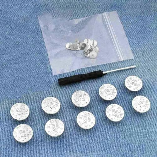 Ersatzknöpfe für Jeans, 17 mm, ohne Nähen, Reparaturset für Metallknöpfe, ohne Nägel, abnehmbares Jeansknopf-Set, Nähzubehör, Stil 21, 10 Stück von ZEYRU