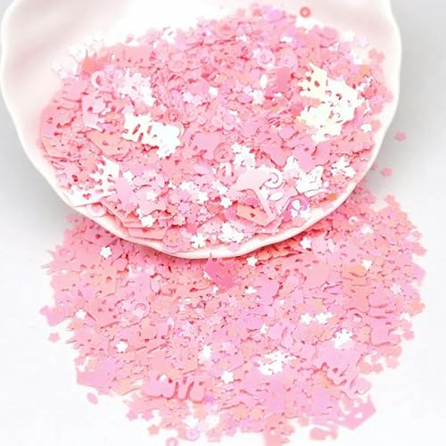 Geformte Pailletten, Weihnachtsdekoration, Muschel, Stern, Schneeflocke, PVC, lose Pailletten, Beauty-Glitzer-Pailletten zum Füllen von Nailart, ab pink von ZEYRU