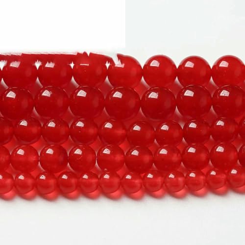 Glatte granatrote Glaskristallperlen, rund, lose Perlen, 15 Zoll Strang, 4 6 8 10 12 mm, zur Schmuckherstellung, DIY-Armband, Halskette, rote Perlen, 4,0 mm, 88 bis 90 Stück von ZEYRU