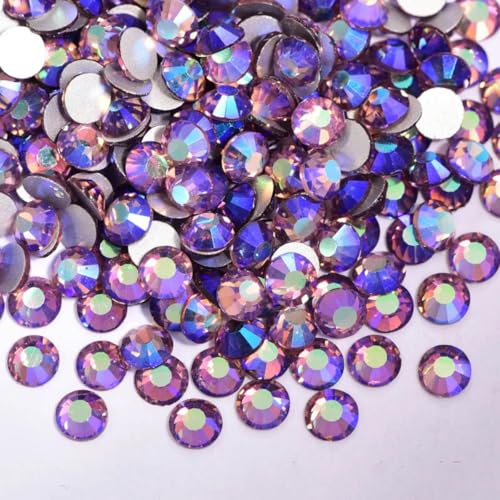 Glitzernde, nicht Hotfix-Strasssteine, Kristall-Strass-Nagelkunst-Kristalle, flache Rückseite, Edelsteine – Helles Amethyst AB, gemischte Größe, 1440 Stück von ZEYRU