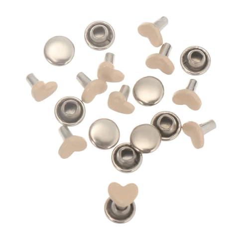 Gürtelschnalle im Mini-Herz-Stil, DIY-Puppenschnallen, Metallpilz-Spikes, Knöpfe, Taschen, Schuhe, Kleidung, Nähzubehör, 10 Stück, 6 mm, Beige von ZEYRU