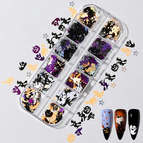 Halloween Nail Art Gesicht Körper Strass Dekorationen Schmuck Funkeln Weihnachten Geist Skelett Design Glitters Club Party Beauty-E von ZEYRU