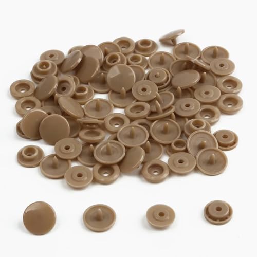 Modische 10/20/50/100 Sets T5 Druckknöpfe Nylonknöpfe Kinderknöpfe Set für Babypuppen Kleidung Nähzubehör-Beige-10 Sets von ZEYRU