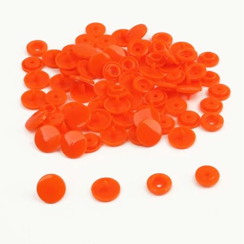 Modische 10/20/50/100 Sets T5 Druckknöpfe Nylonknöpfe Kinderknöpfe Set für Babypuppen Kleidung Nähzubehör-Orange Rot-10 Sets von ZEYRU