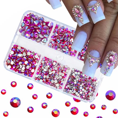 Nailart-Strassstein-Set, 2400 Stück, Nagel-Edelsteine, AB, flache Rückseite, Strasssteine mit Aufbewahrungs-Organizer für Design, Bright Holiday-114 von ZEYRU