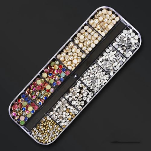 Nailart-Strassstein-Set, 2400 Stück, Nagel-Edelsteine, AB, flache Rückseite, Strasssteine mit Aufbewahrungs-Organizer für Design, Bright Holiday-65 von ZEYRU